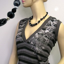 necklace silver-grey/ black beads