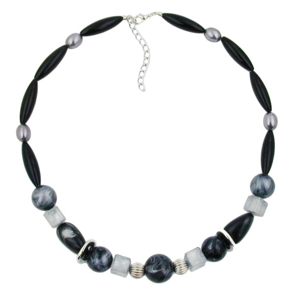 necklace black and silvergrey beads