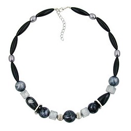 necklace black and silvergrey beads