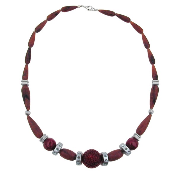 necklace chocolate brown red silver-grey