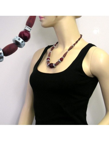 necklace chocolate brown red silver-grey