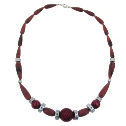 necklace chocolate brown red silver-grey