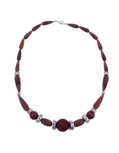 necklace chocolate brown red silver-grey
