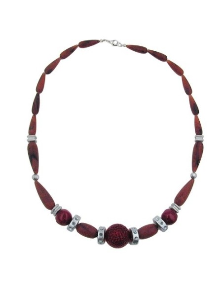 necklace chocolate brown red silver-grey