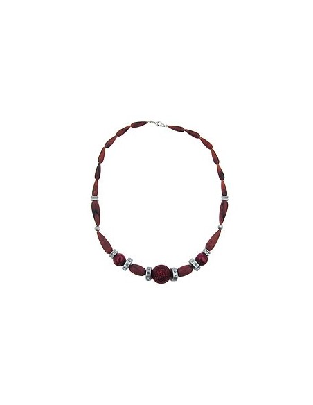 necklace chocolate brown red silver-grey