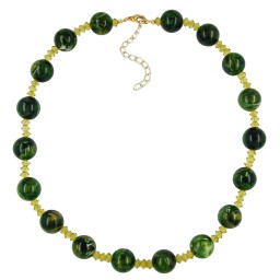 necklace beads green marbled 50cm