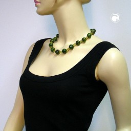 necklace beads green marbled 50cm