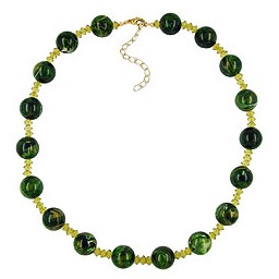 necklace beads green marbled 50cm