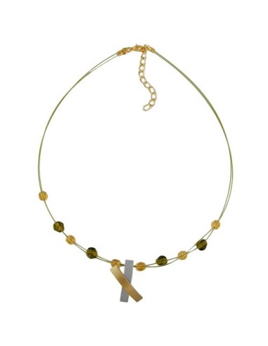 necklace metal pendant x gold and graphit coloured matt 42cm