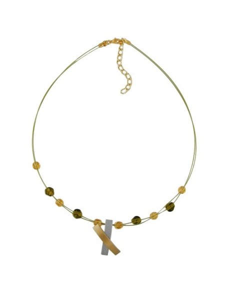 necklace metal pendant x gold and graphit coloured matt 42cm