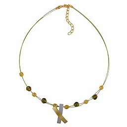 necklace metal pendant x gold and graphit coloured matt 42cm