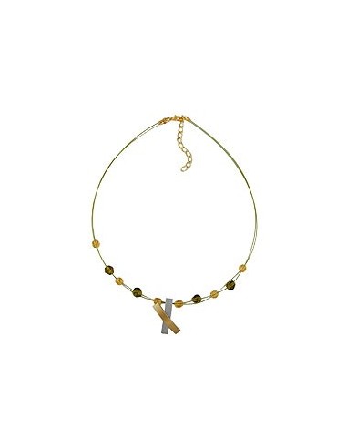 necklace metal pendant x gold and graphit coloured matt 42cm