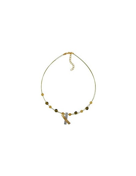 necklace metal pendant x gold and graphit coloured matt 42cm