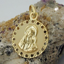 pendant mother mary with child 9k gold