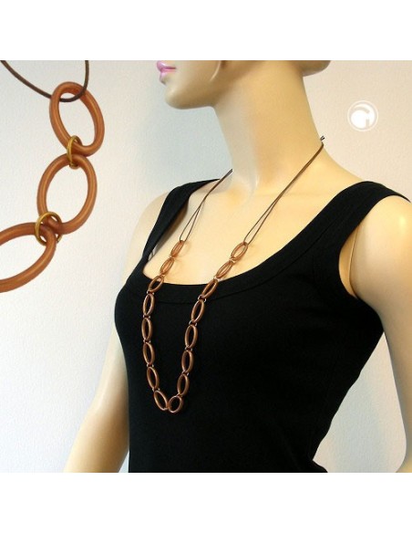 necklace oval rings brown