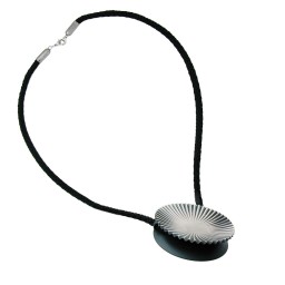 necklace metal pendant black cord 60cm
