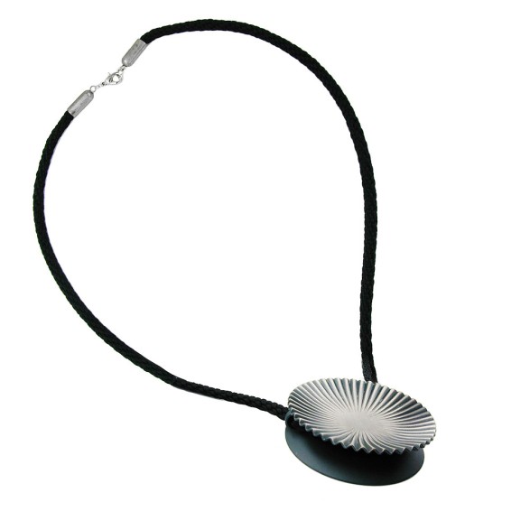 necklace metal pendant black cord 60cm