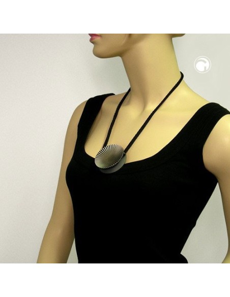 necklace metal pendant black cord 60cm