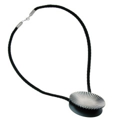 necklace metal pendant black cord 60cm