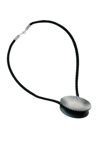 necklace metal pendant black cord 60cm
