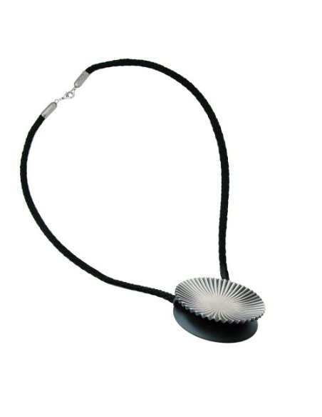 necklace metal pendant black cord 60cm