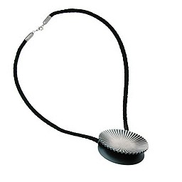 necklace metal pendant black cord 60cm