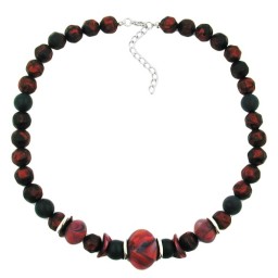 necklace dark red/ black metallic marbled