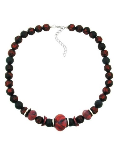 necklace dark red/ black metallic marbled