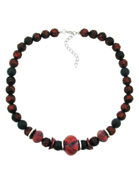 necklace dark red/ black metallic marbled