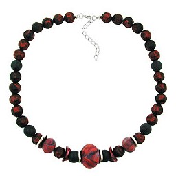 necklace dark red/ black metallic marbled