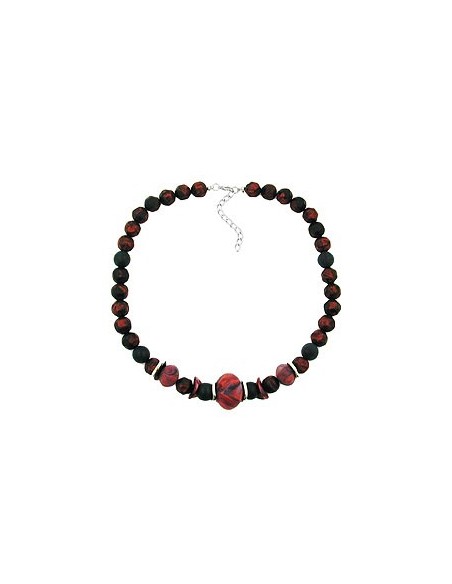 necklace dark red/ black metallic marbled