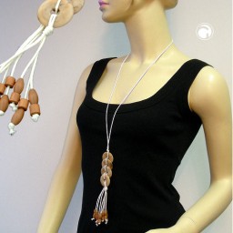 necklace brown marbled four ring beads