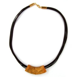 necklace tube flat curved ochre 50cm