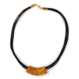 necklace tube flat curved ochre 50cm