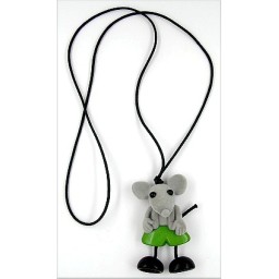 necklace,mouse,grey plush,green trousers