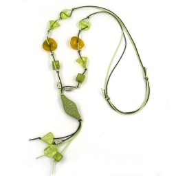 necklace leafs green-transparent 100cm