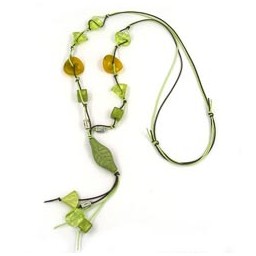 necklace leafs green-transparent 100cm