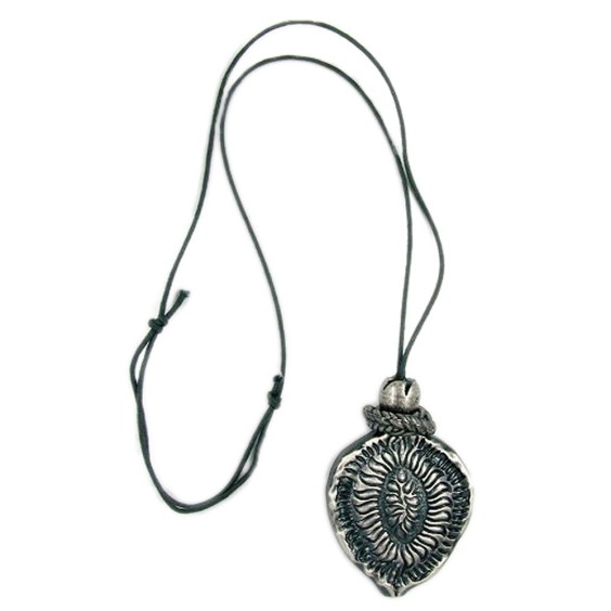 necklace oxide silver pendant grey cord