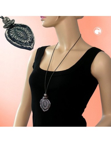 necklace oxide silver pendant grey cord