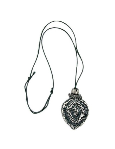 necklace oxide silver pendant grey cord