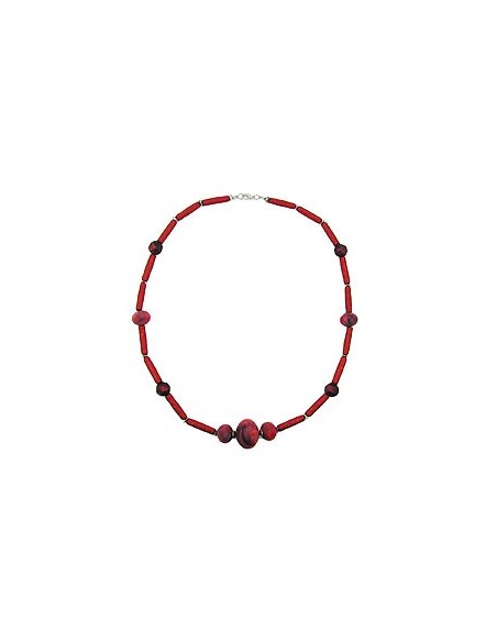 necklace red marbled red metallic beads