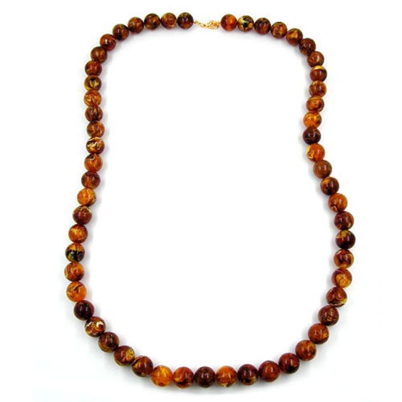 necklace beads 14mm brown dark 80cm