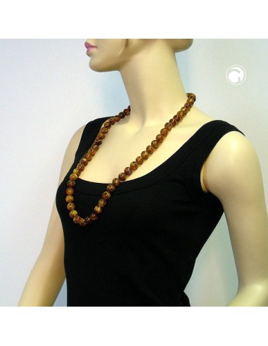 necklace beads 14mm brown dark 80cm