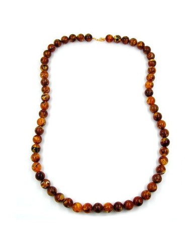 necklace beads 14mm brown dark 80cm