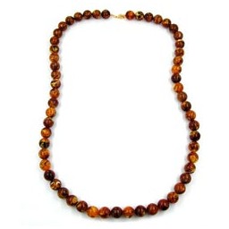 necklace beads 14mm brown dark 80cm