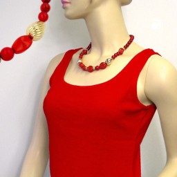 necklace red and gold-coloured beads