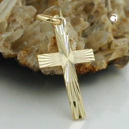 pendant cross diamond cut 9k gold