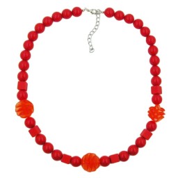 necklace red cubic round and spiral beads