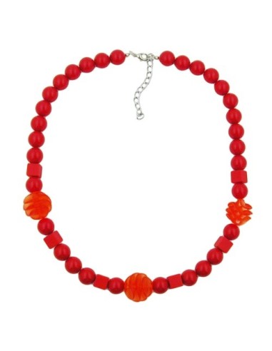 necklace red cubic round and spiral beads