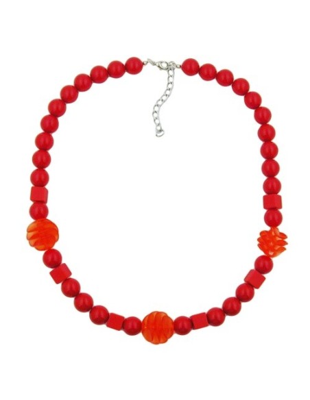 necklace red cubic round and spiral beads